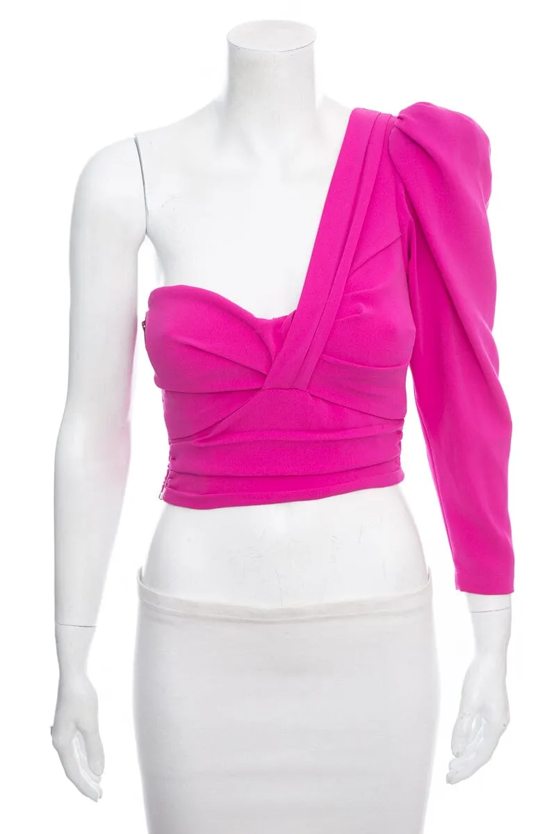 ALC Fuchsia Cropped One Shoulder Blouse SZ 0 NWT