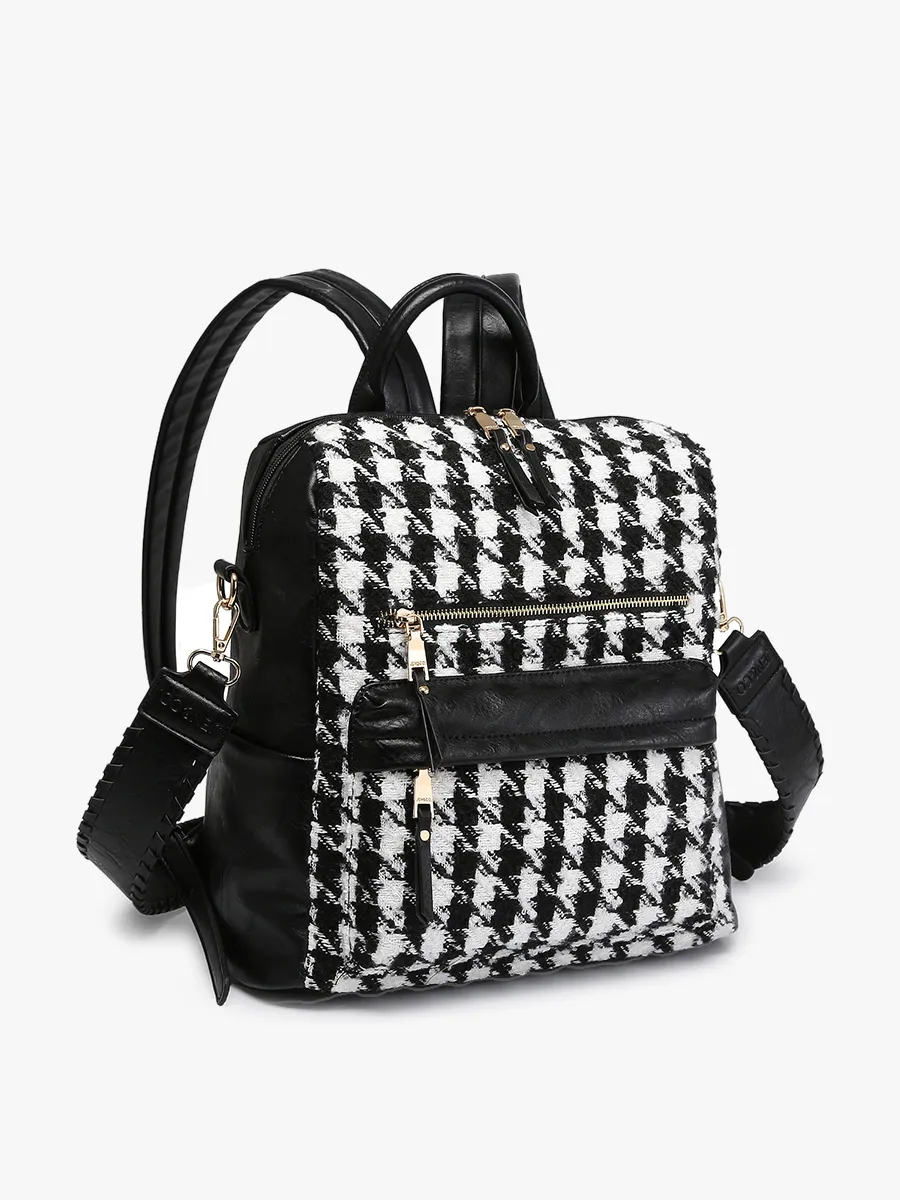 Amelia Vegan Houndstooth Backpack