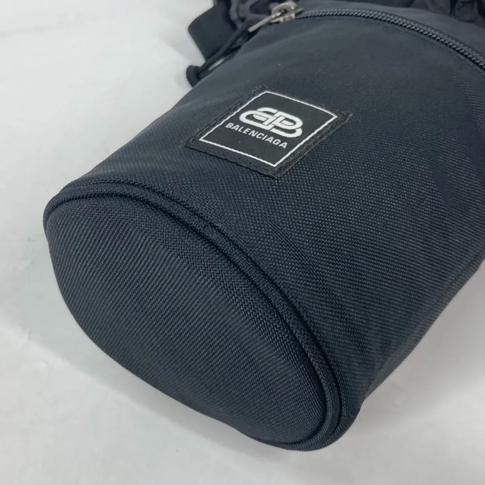 BALENCIAGA Shoulder Bag 618193 Nylon / leather black Bottle Holder Drawstring Bag logo Women Used