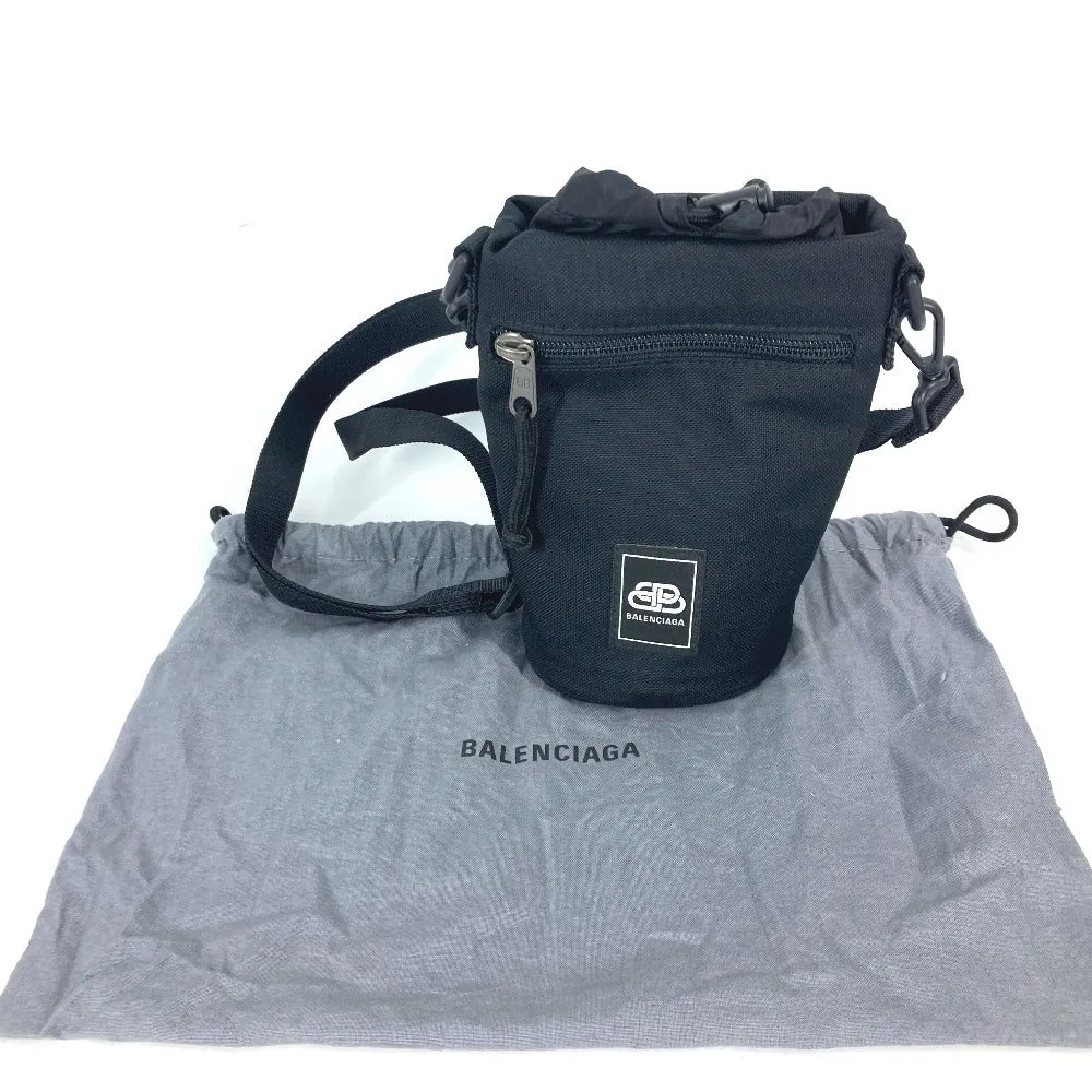 BALENCIAGA Shoulder Bag 618193 Nylon / leather black Bottle Holder Drawstring Bag logo Women Used