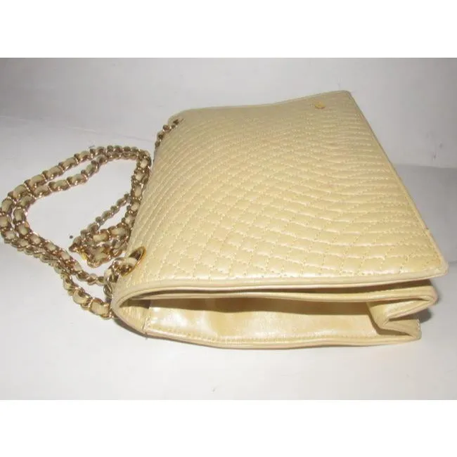Bally Vintage Pursesdesigner Purses Pale Yellow Quilted Leather Shoulder Bag