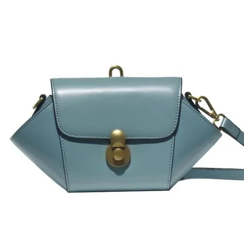 Blue Fashion Flap Over Shoulder Bag Women's Small Leather Crossbody Bag Blue Wristlet Bag Purse