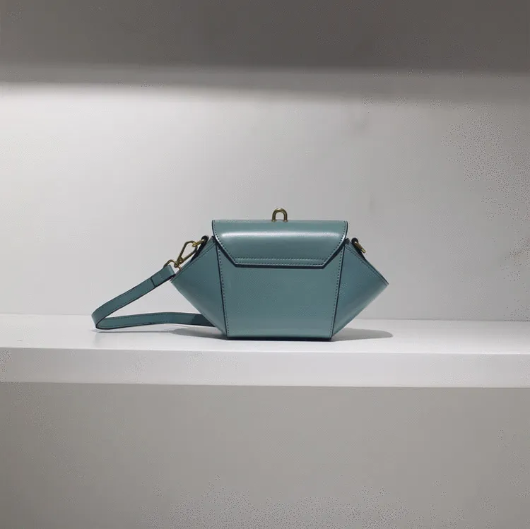 Blue Fashion Flap Over Shoulder Bag Women's Small Leather Crossbody Bag Blue Wristlet Bag Purse