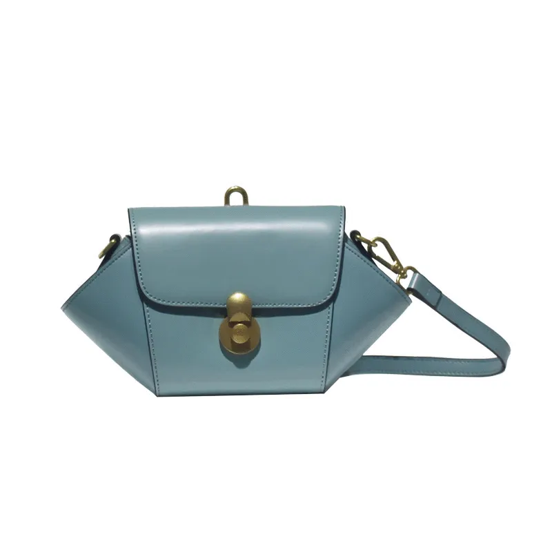 Blue Fashion Flap Over Shoulder Bag Women's Small Leather Crossbody Bag Blue Wristlet Bag Purse