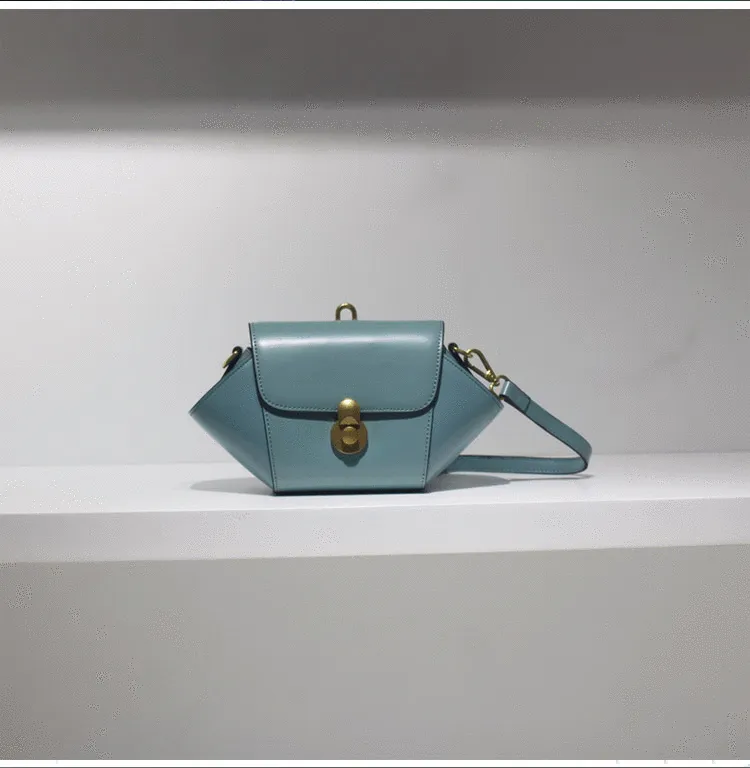 Blue Fashion Flap Over Shoulder Bag Women's Small Leather Crossbody Bag Blue Wristlet Bag Purse