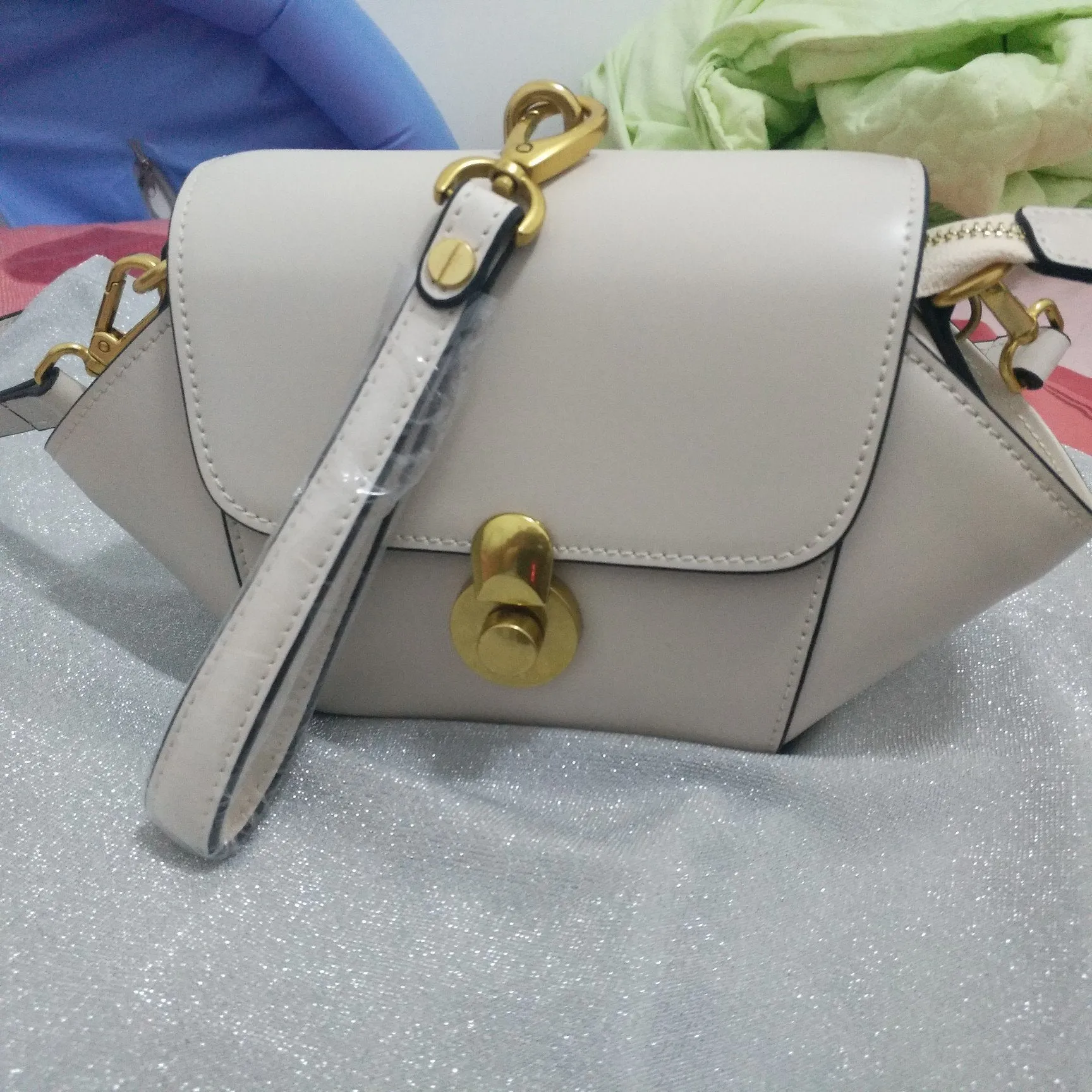 Blue Fashion Flap Over Shoulder Bag Women's Small Leather Crossbody Bag Blue Wristlet Bag Purse
