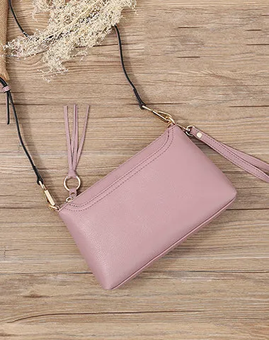 Blue Zip Leather Wristlet Wallet Womens Small Crossbody Purse Minimalist Shoulder Bag for Women