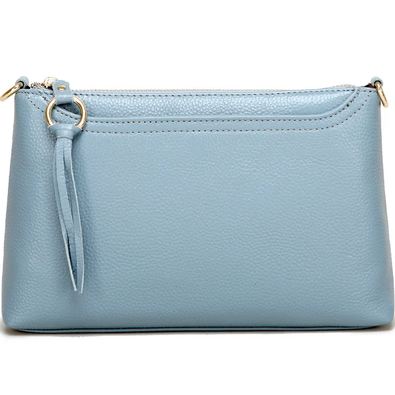 Blue Zip Leather Wristlet Wallet Womens Small Crossbody Purse Minimalist Shoulder Bag for Women