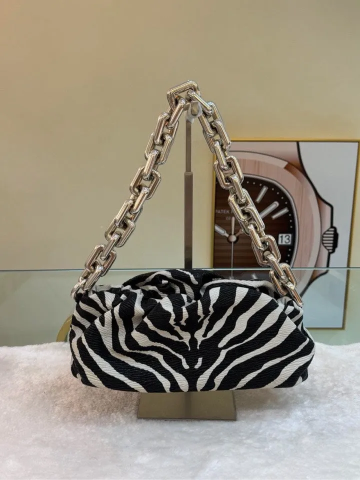 Bottega Veneta Chain Pouch Zebra Print Shoulder Bag