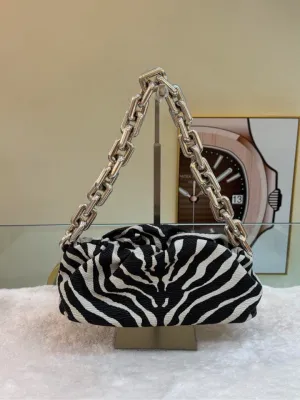Bottega Veneta Chain Pouch Zebra Print Shoulder Bag