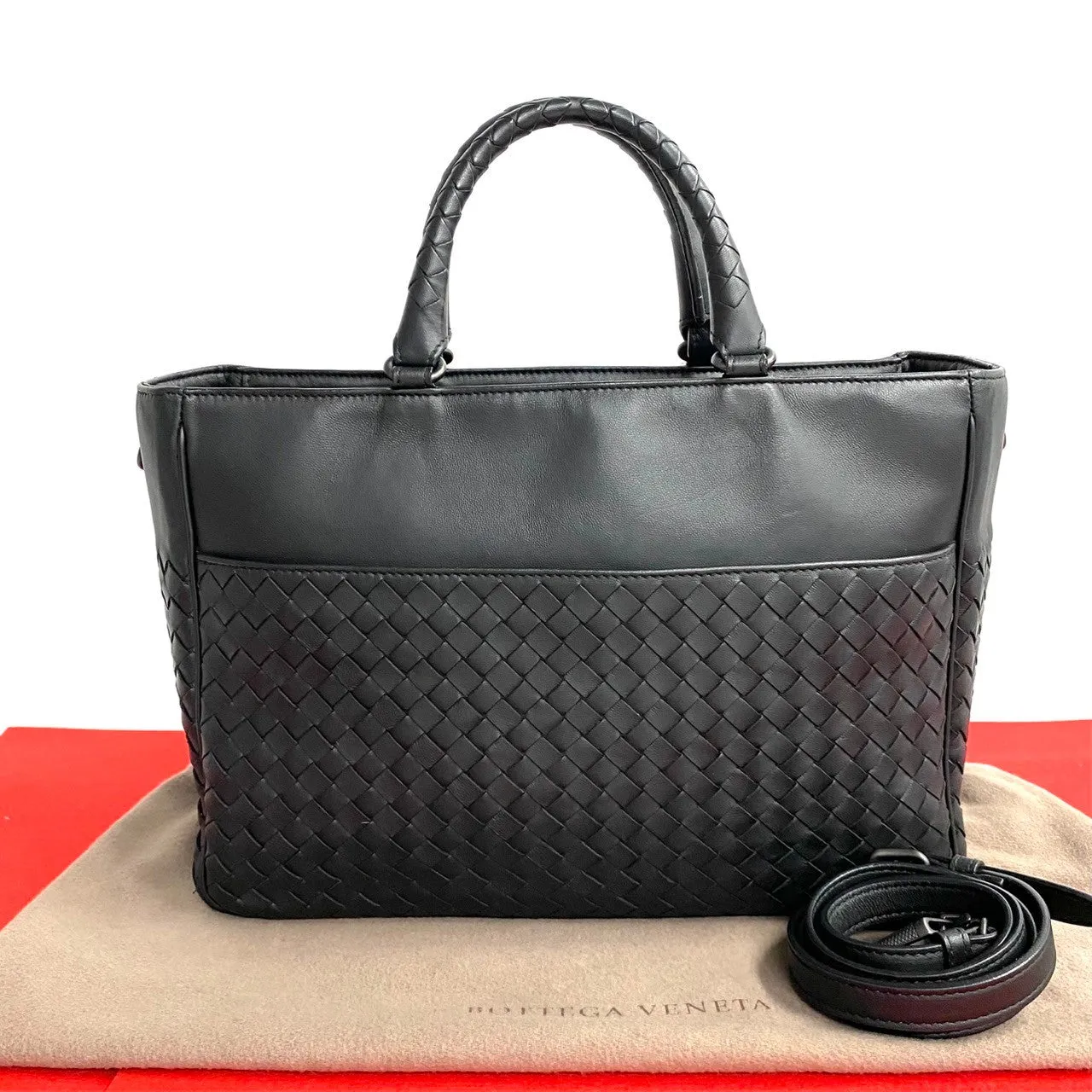 BOTTEGAVENETA Shoulder Bag leather black INTRECCIATO