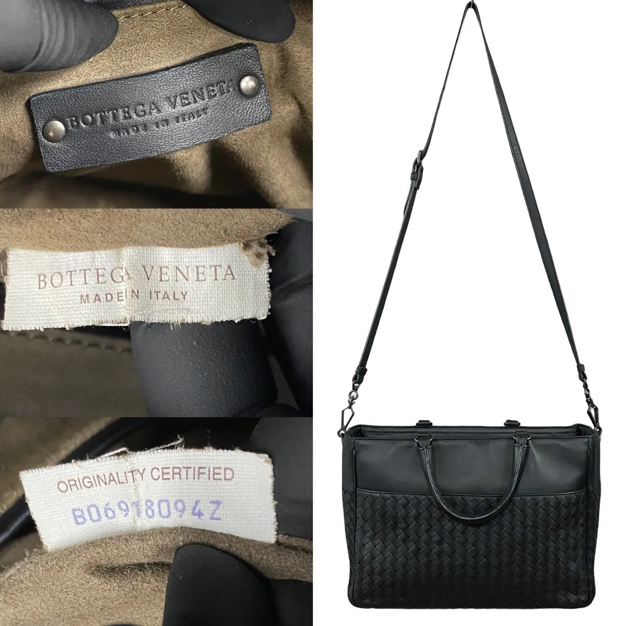 BOTTEGAVENETA Shoulder Bag leather black INTRECCIATO