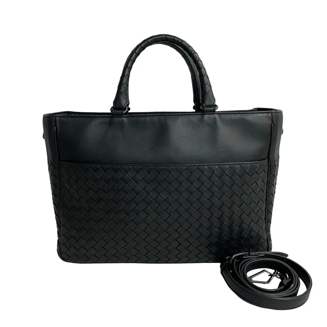 BOTTEGAVENETA Shoulder Bag leather black INTRECCIATO