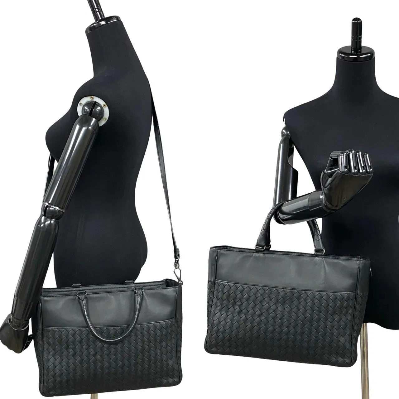 BOTTEGAVENETA Shoulder Bag leather black INTRECCIATO