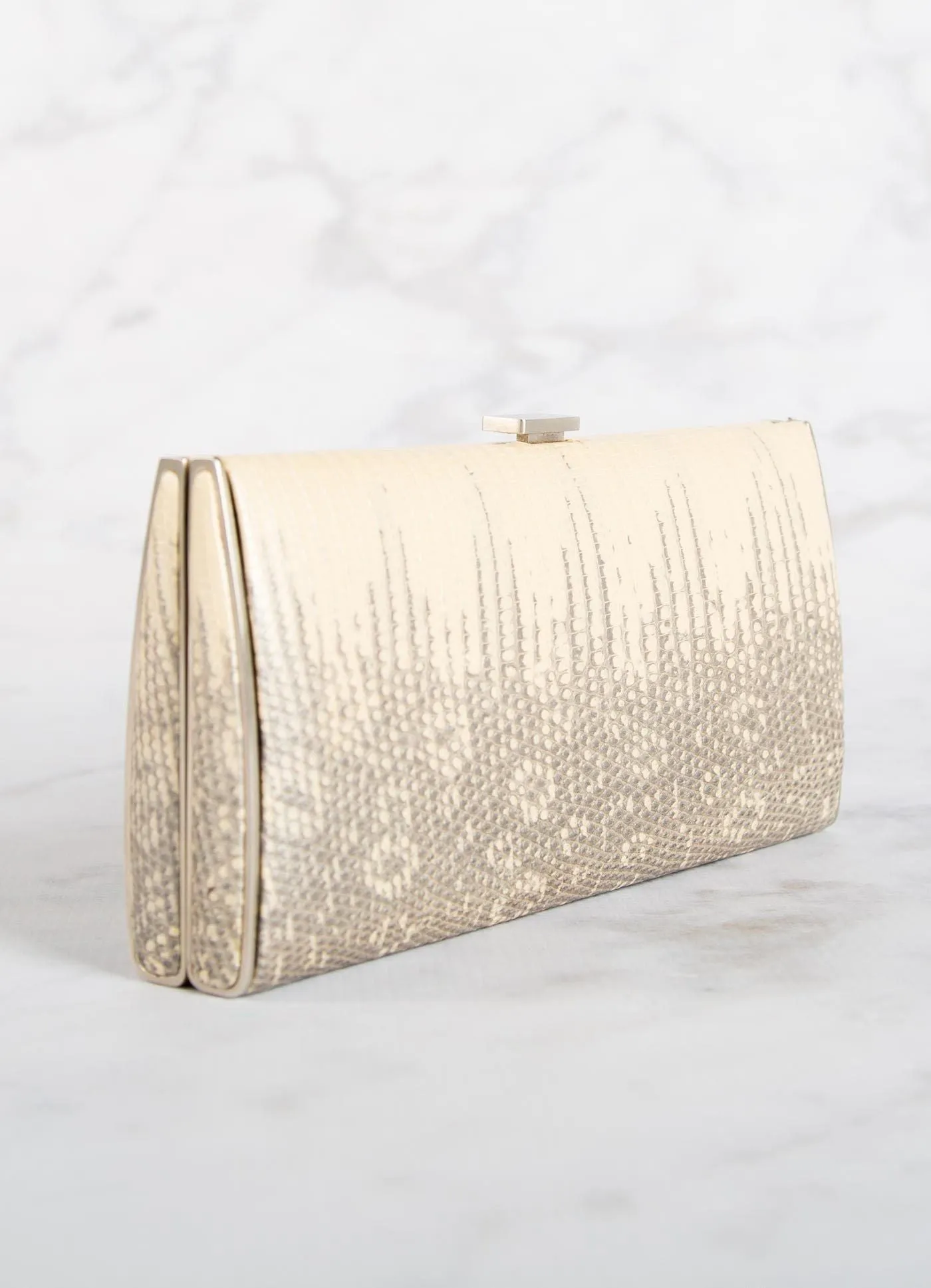 Box Wallet, Cream Ring Lizard