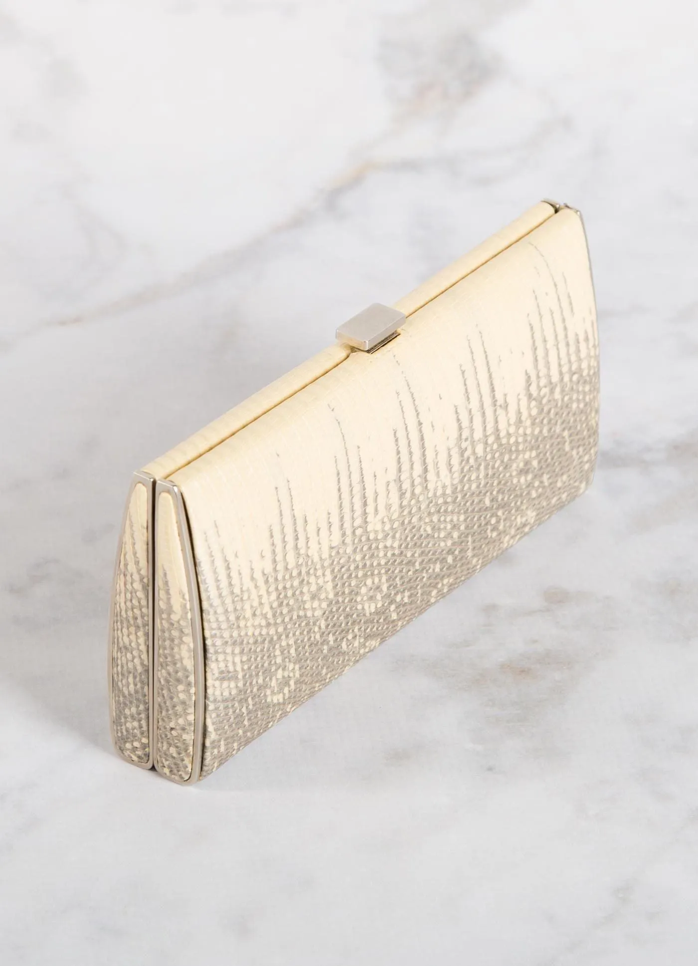 Box Wallet, Cream Ring Lizard