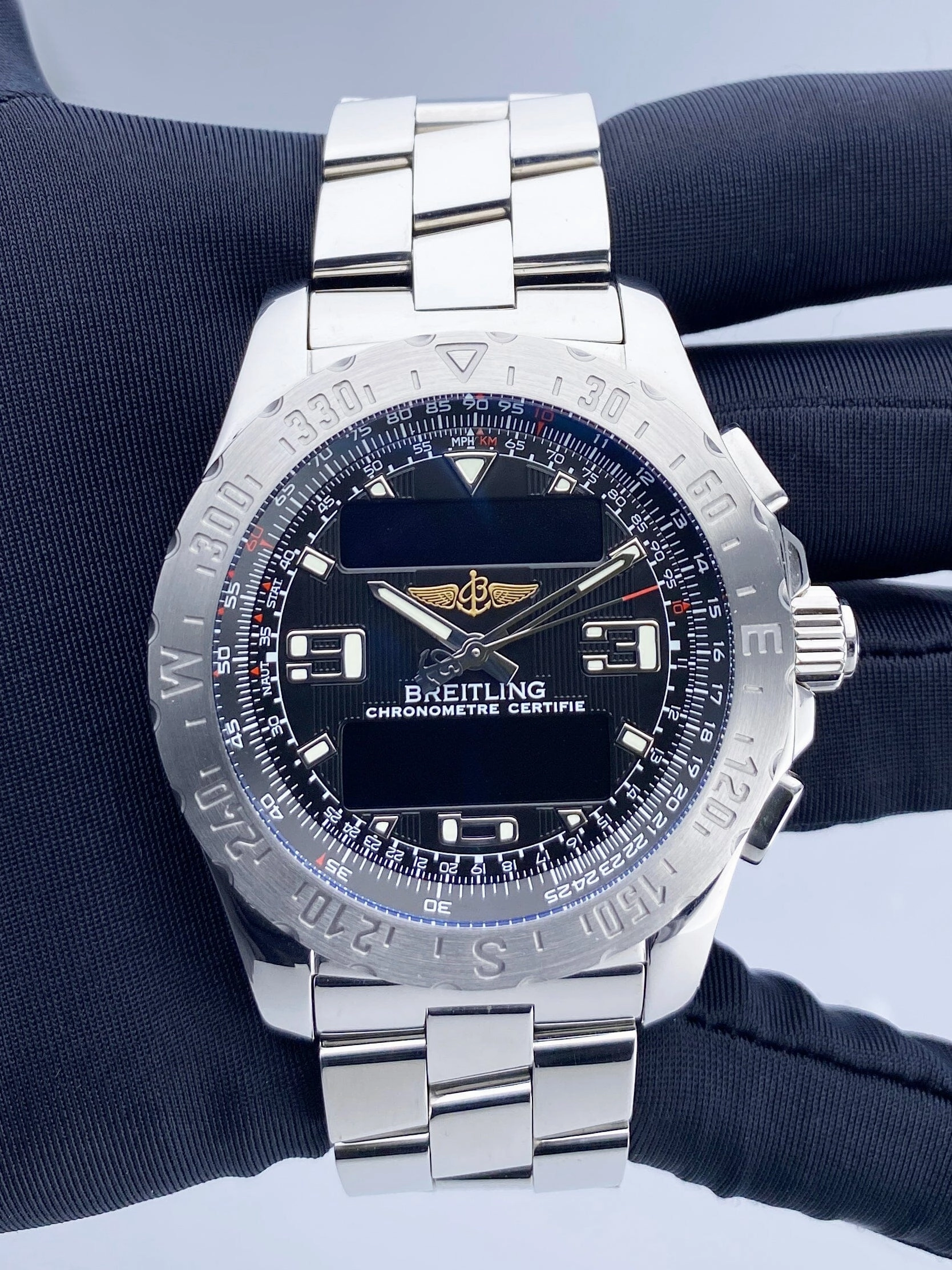 Breitling Airwolf A7836323 Black Dial Steel Mens Watch