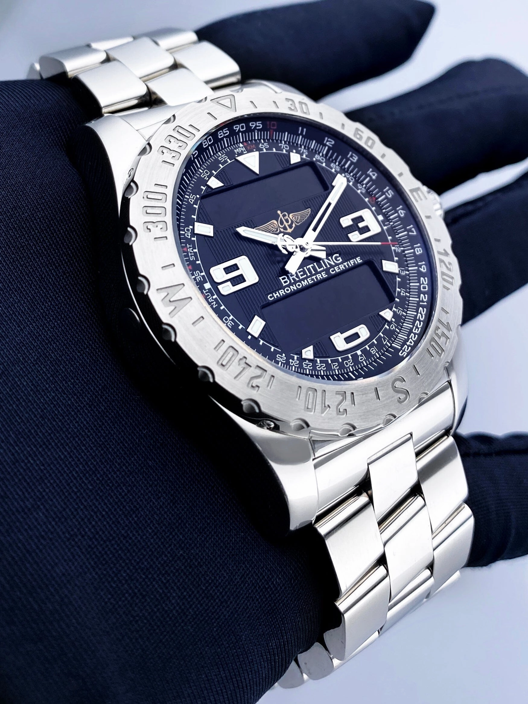 Breitling Airwolf A7836323 Black Dial Steel Mens Watch
