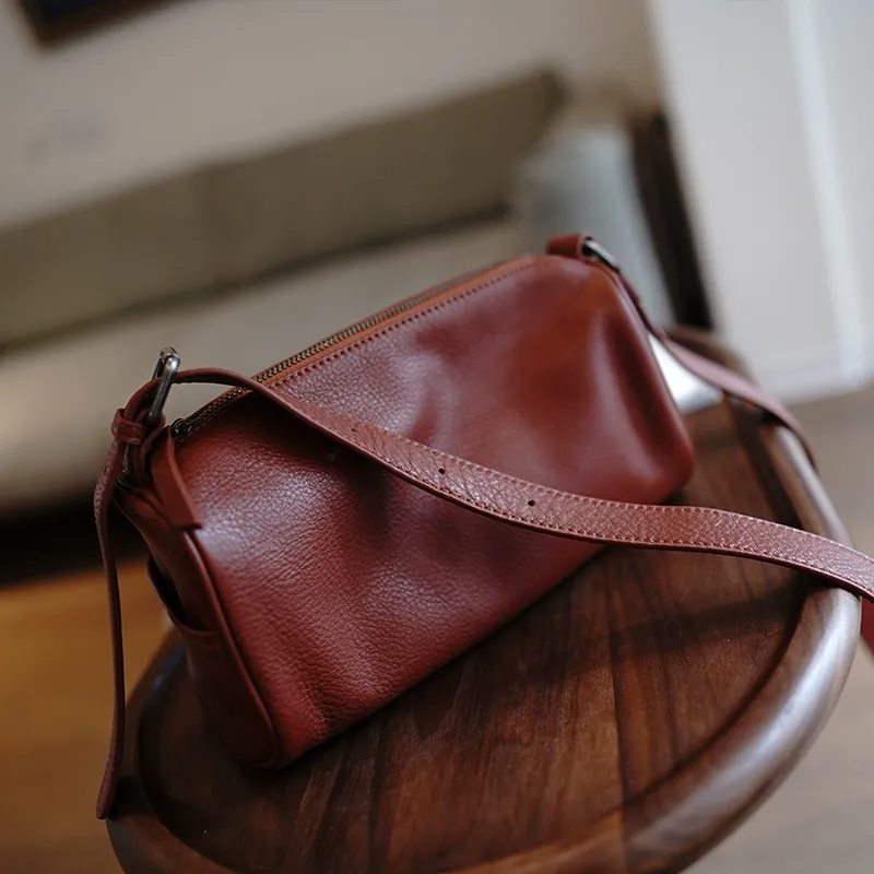 Brown Leather Box Shoulder Bag Trendy Women Coffee Cube Crossbody Purse for Women