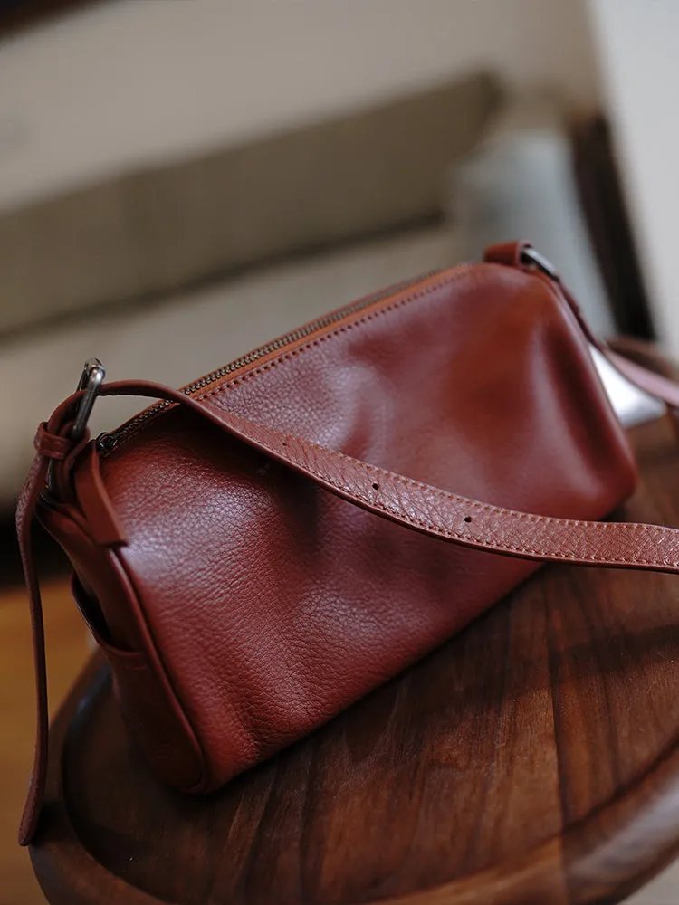 Brown Leather Box Shoulder Bag Trendy Women Coffee Cube Crossbody Purse for Women