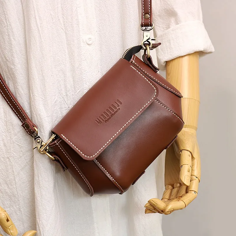 Brown LEATHER Small Cute Side Bag WOMEN SHOULDER BAG Small Crossbody Purse FOR WOMEN