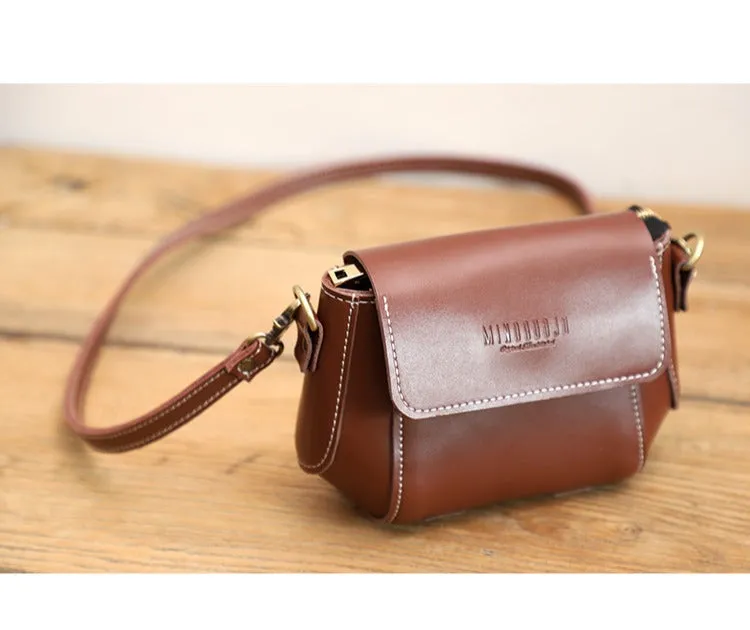 Brown LEATHER Small Cute Side Bag WOMEN SHOULDER BAG Small Crossbody Purse FOR WOMEN