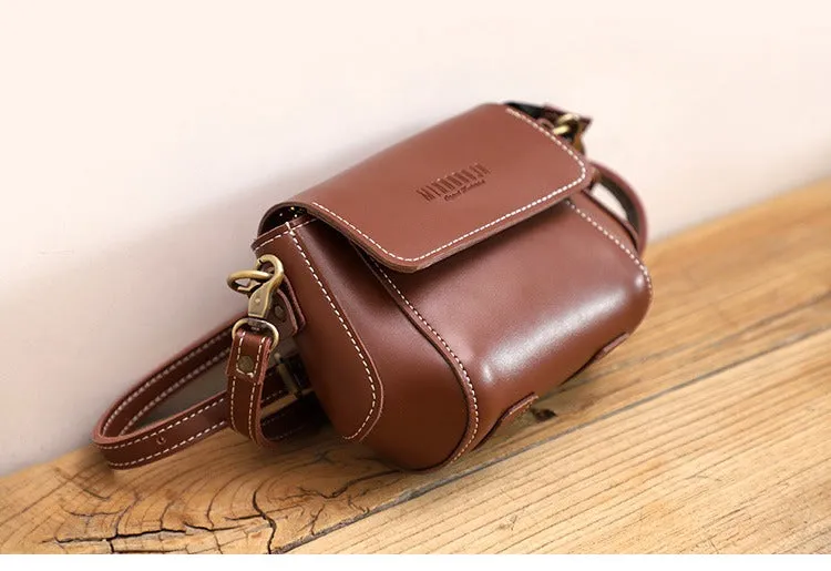 Brown LEATHER Small Cute Side Bag WOMEN SHOULDER BAG Small Crossbody Purse FOR WOMEN