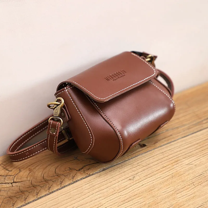 Brown LEATHER Small Cute Side Bag WOMEN SHOULDER BAG Small Crossbody Purse FOR WOMEN