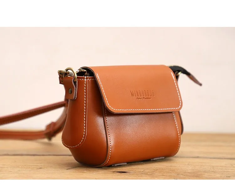 Brown LEATHER Small Cute Side Bag WOMEN SHOULDER BAG Small Crossbody Purse FOR WOMEN
