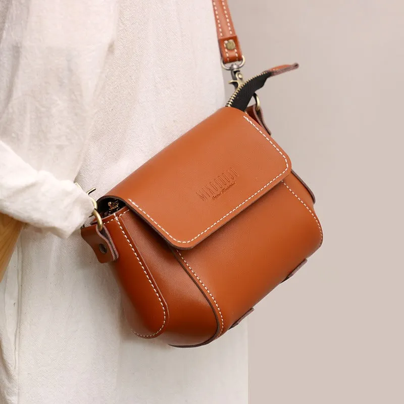Brown LEATHER Small Cute Side Bag WOMEN SHOULDER BAG Small Crossbody Purse FOR WOMEN