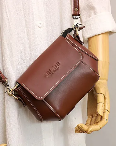 Brown LEATHER Small Cute Side Bag WOMEN SHOULDER BAG Small Crossbody Purse FOR WOMEN