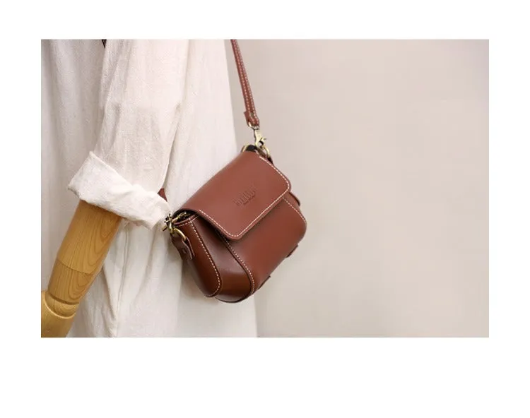 Brown LEATHER Small Cute Side Bag WOMEN SHOULDER BAG Small Crossbody Purse FOR WOMEN