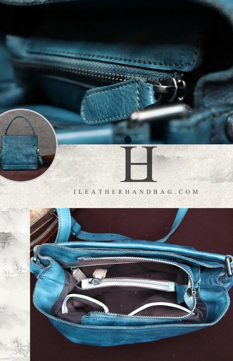 Brown Leather Womens Handbag Bucket Shoulder Bag Red Leather Barrel Blue Handbag for Ladies