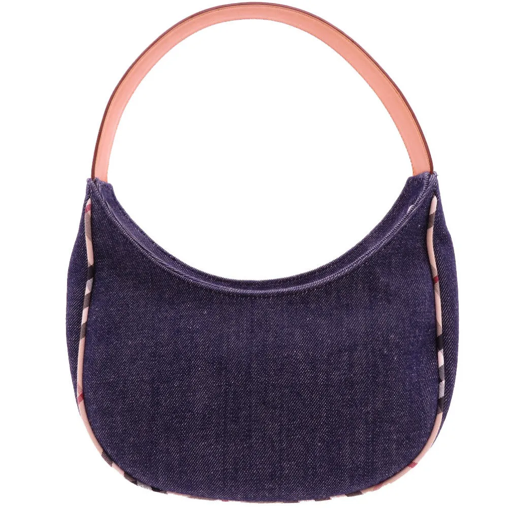 BURBERRY Shoulder Bag denim Navy Nova Check Women Used