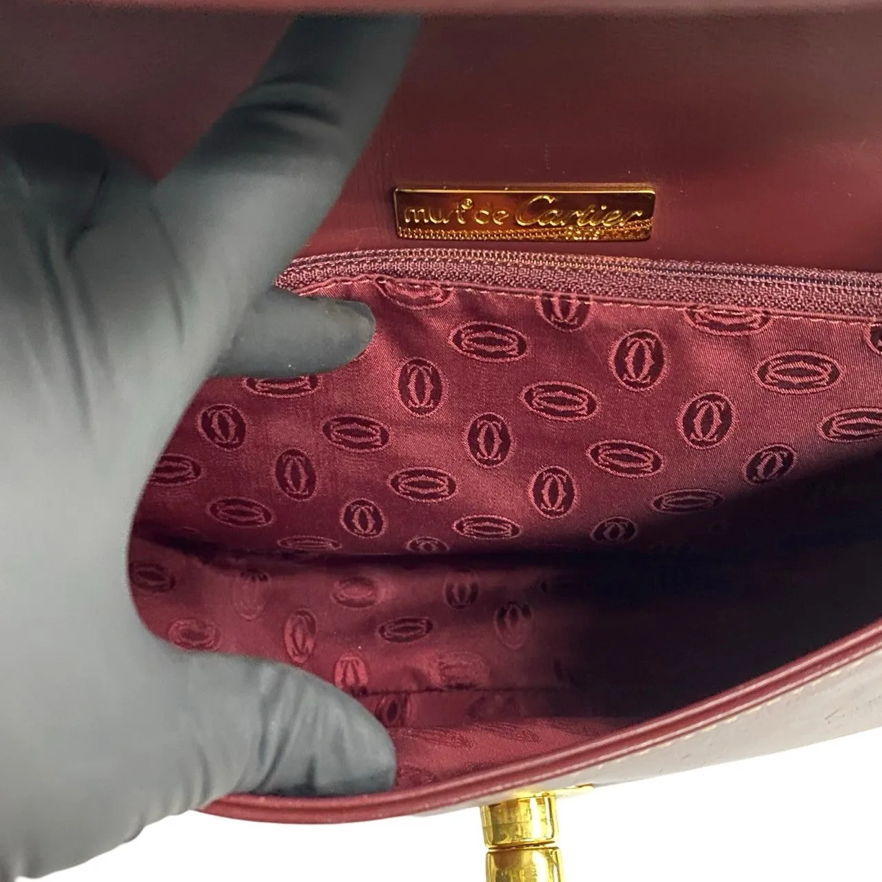 CARTIER Shoulder Bag leather Red Must Line