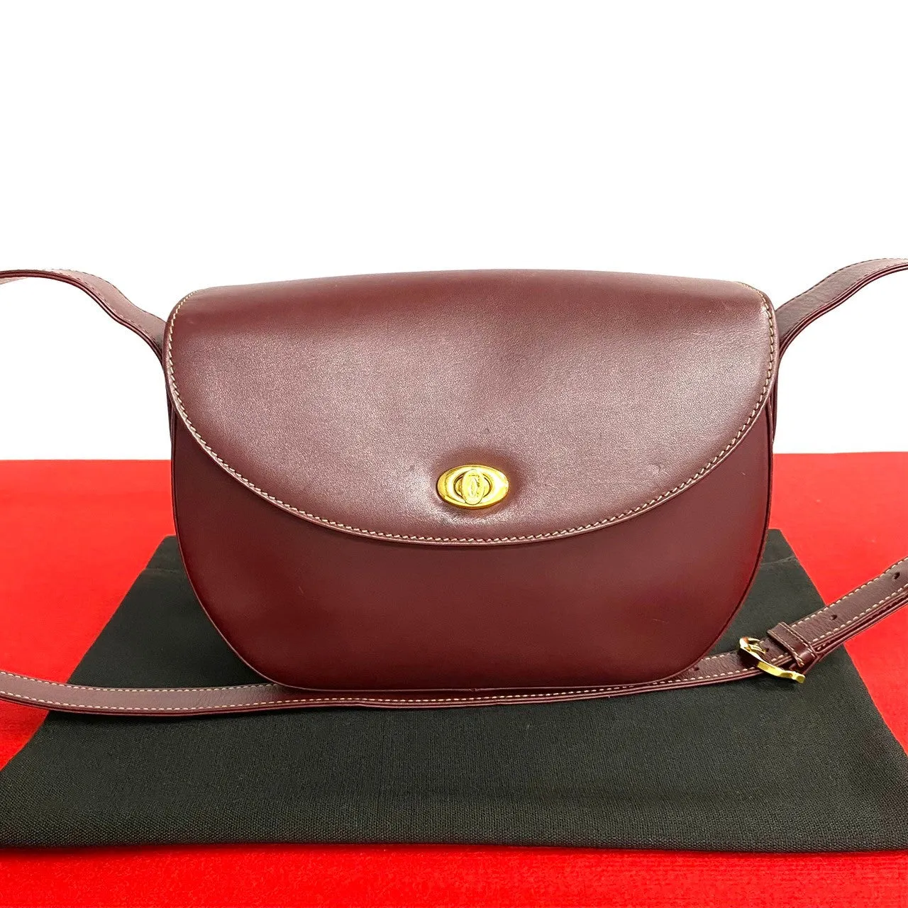 CARTIER Shoulder Bag leather Red Must Line
