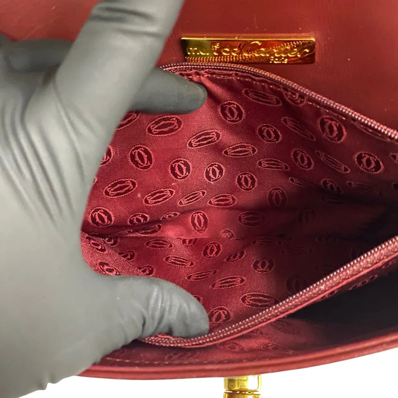 CARTIER Shoulder Bag leather Red Must Line