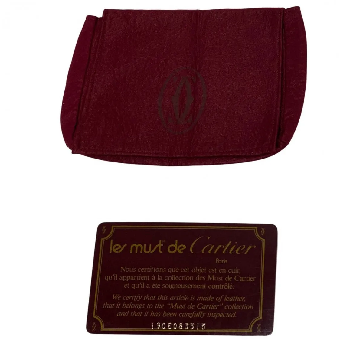 CARTIER Shoulder Bag leather wine-red Must Line