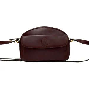 CARTIER Shoulder Bag leather wine-red Must Line