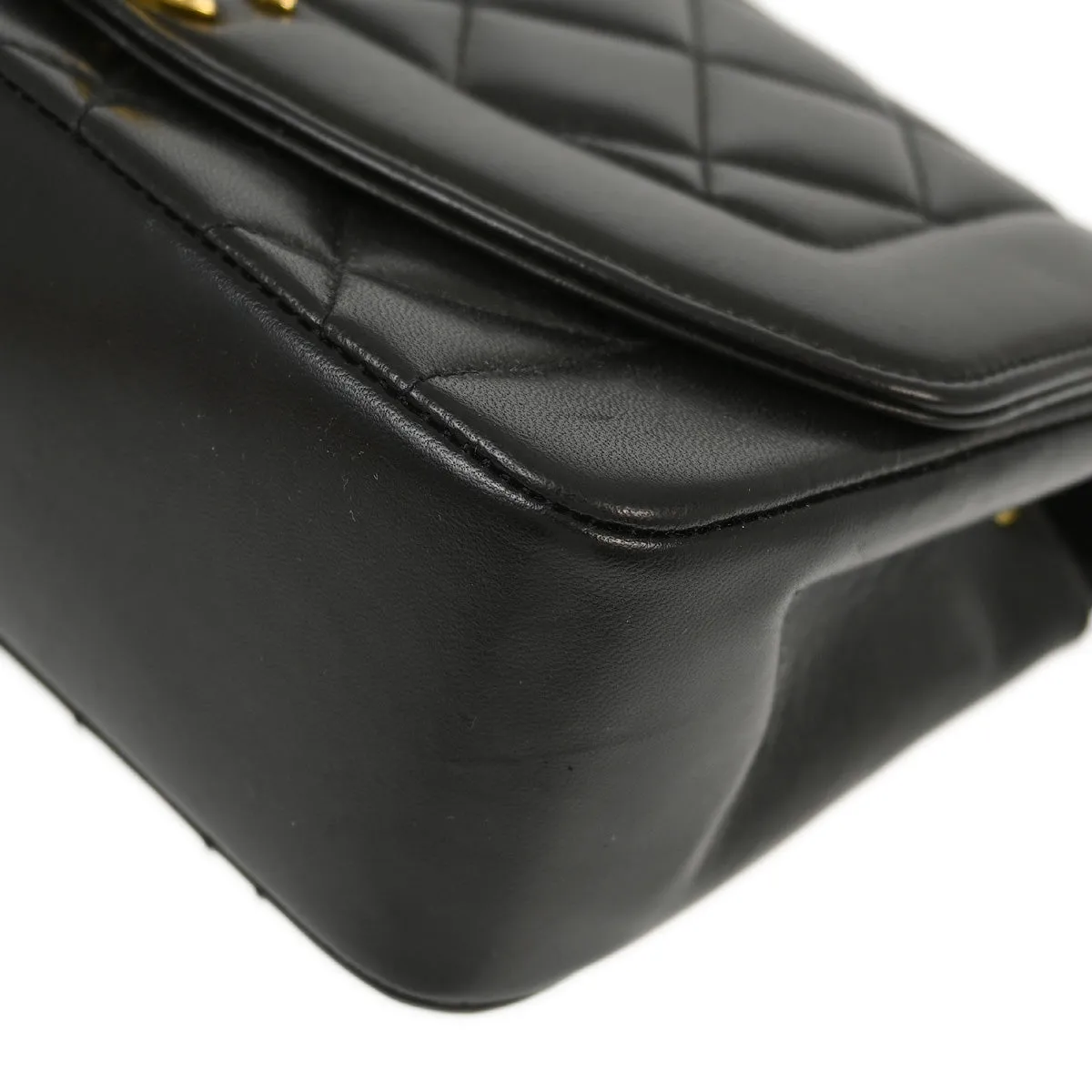 Chanel 1994-1996 Black Lambskin Small Diana Shoulder Bag