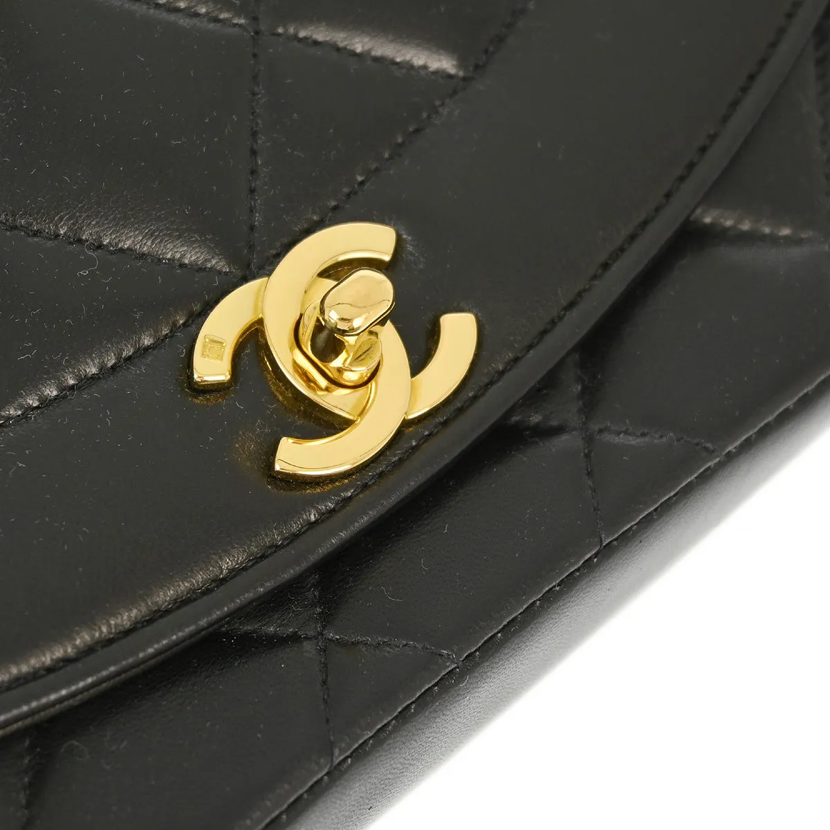 Chanel 1994-1996 Black Lambskin Small Diana Shoulder Bag