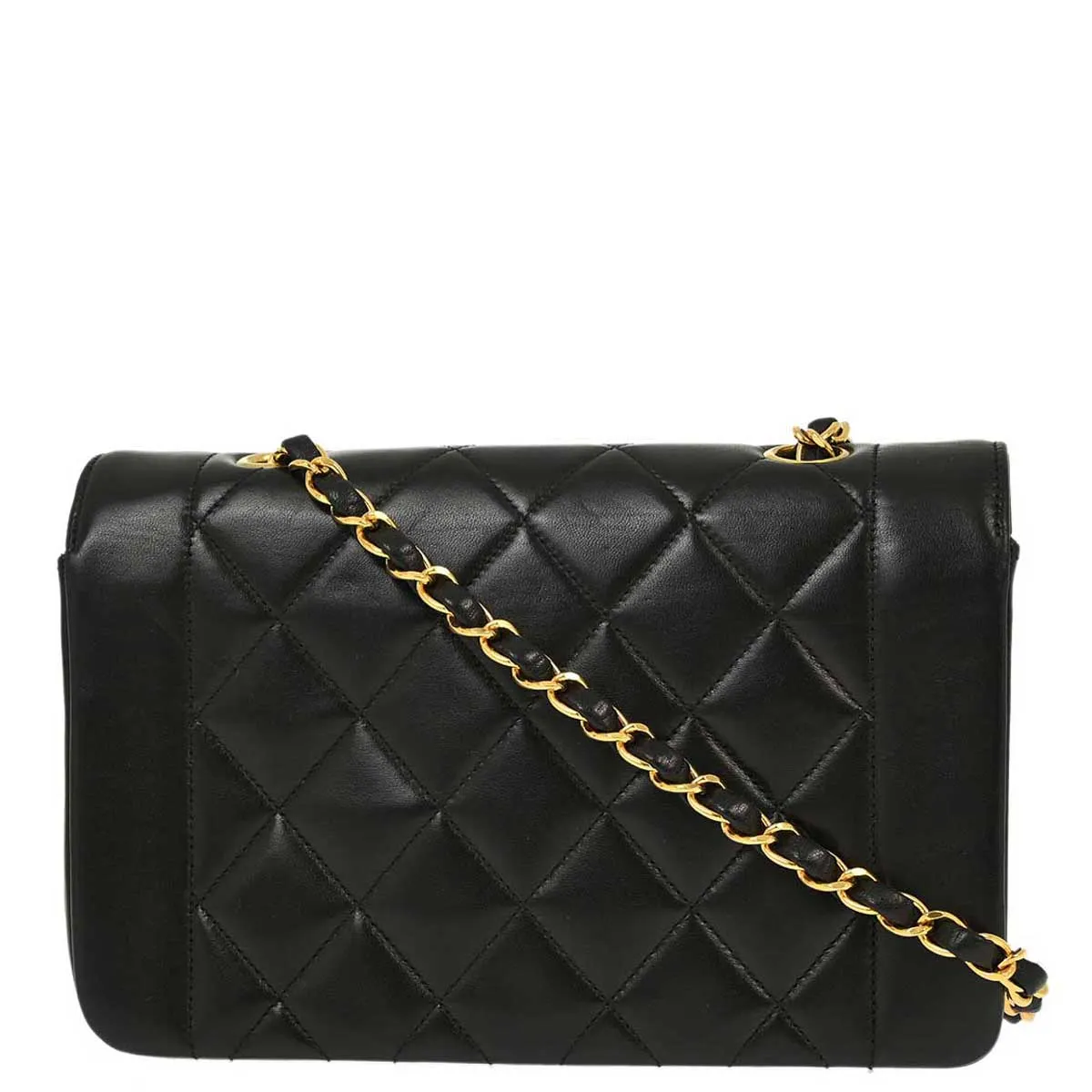 Chanel 1994-1996 Black Lambskin Small Diana Shoulder Bag