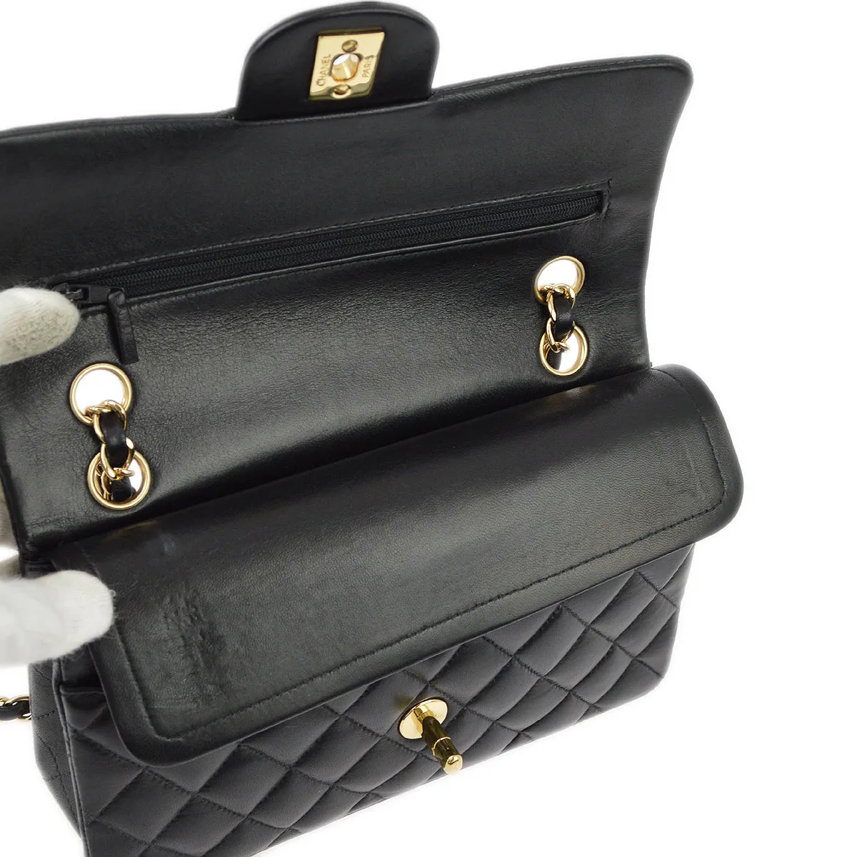 Chanel 2004-2005 Lambskin Small Classic Double Flap Shoulder Bag