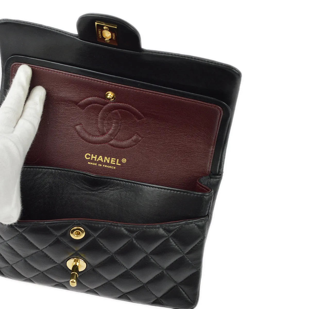 Chanel 2004-2005 Lambskin Small Classic Double Flap Shoulder Bag