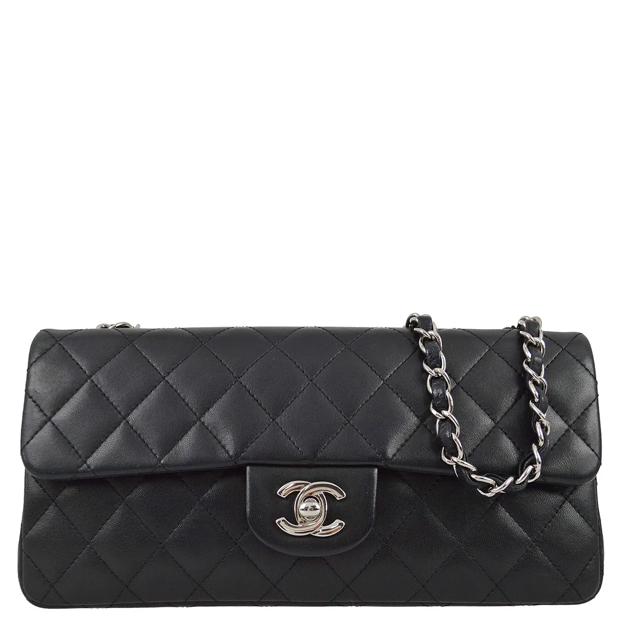 Chanel 2005-2006 Black Lambskin East West Shoulder Bag