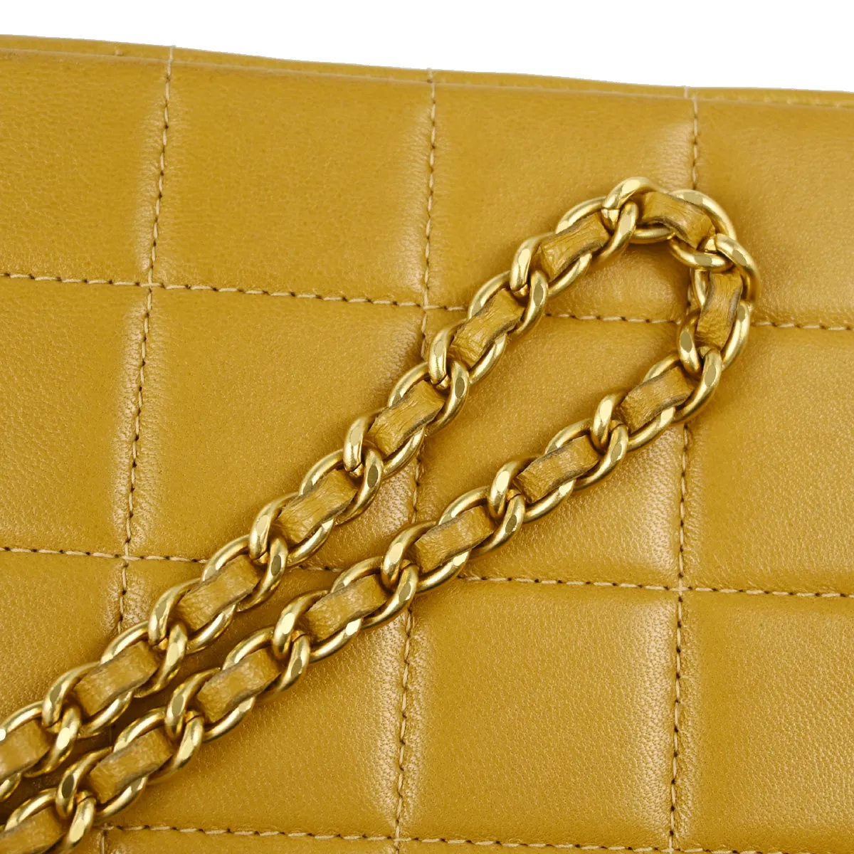 Chanel Beige Lambskin East West Choco Bar Chain Shoulder Bag