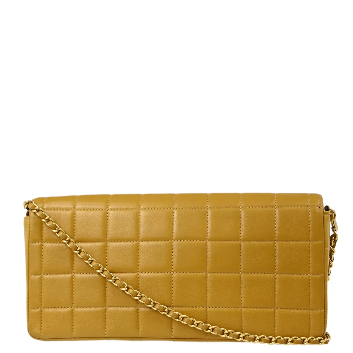 Chanel Beige Lambskin East West Choco Bar Chain Shoulder Bag