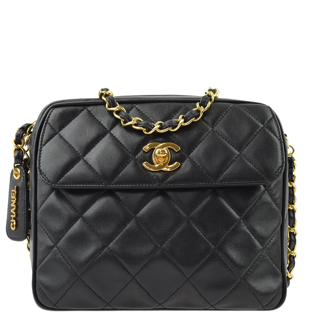 Chanel Black Lambskin Chain Shoulder Bag