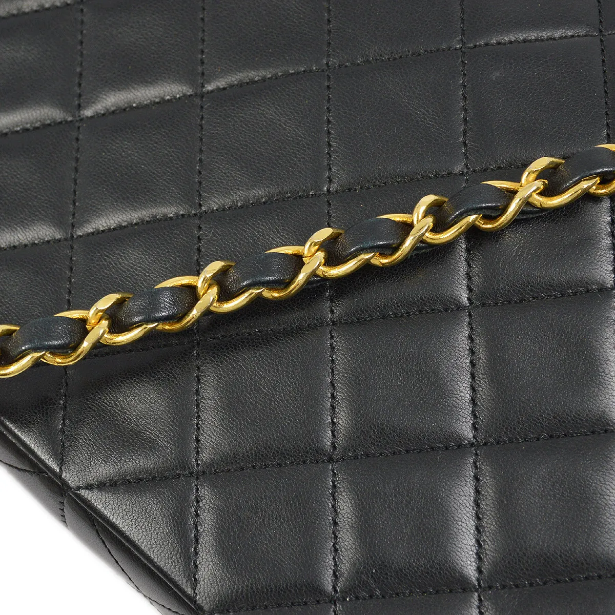 Chanel Black Lambskin Classic Square Flap Shoulder Bag 20