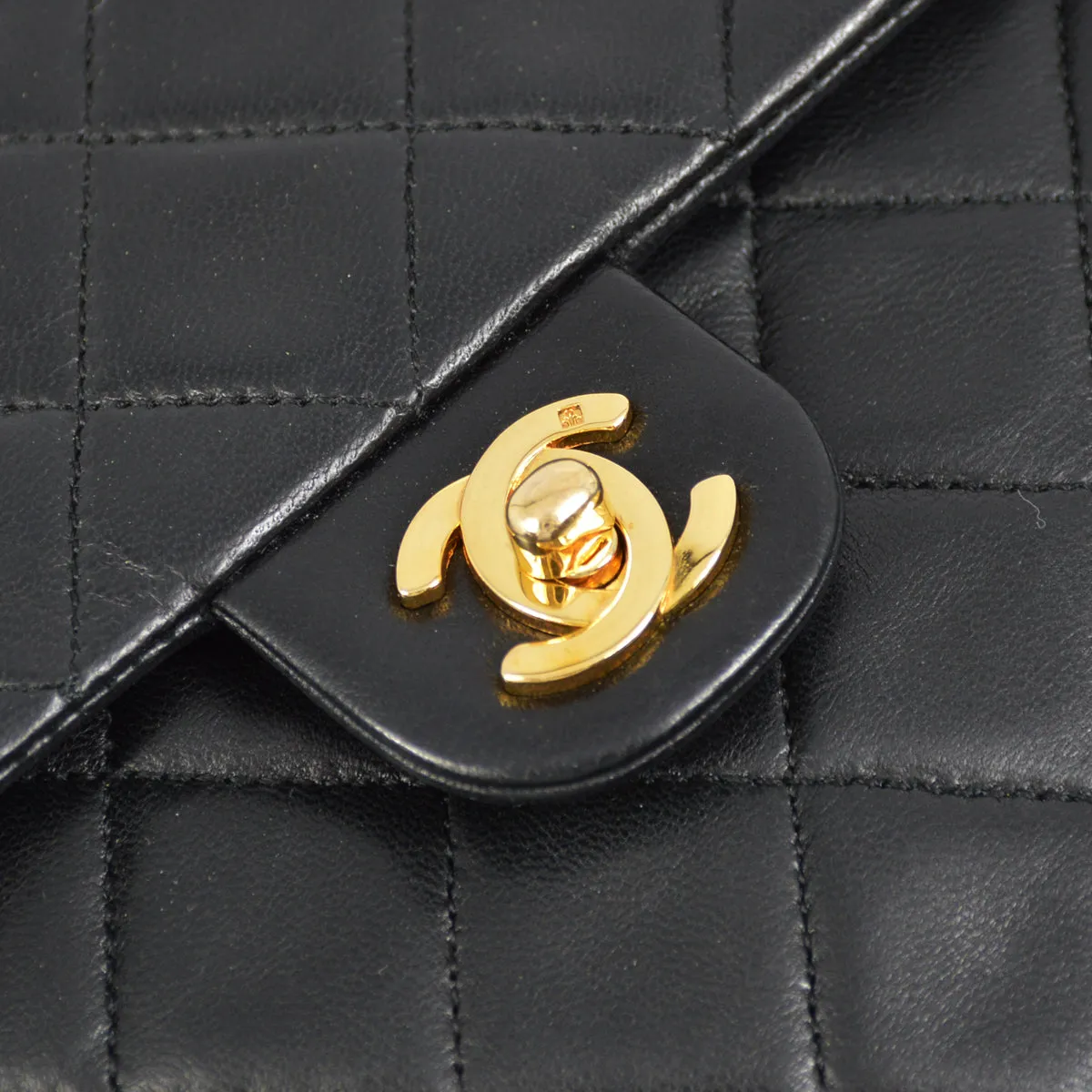 Chanel Black Lambskin Classic Square Flap Shoulder Bag 20